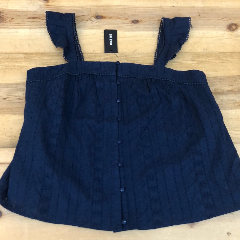 Navy blue miss me tank textured NWT
